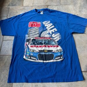 Vintage Dale Earnhardt Jr NASCAR National Guard Double-Sided Shirt Men's XL Blue